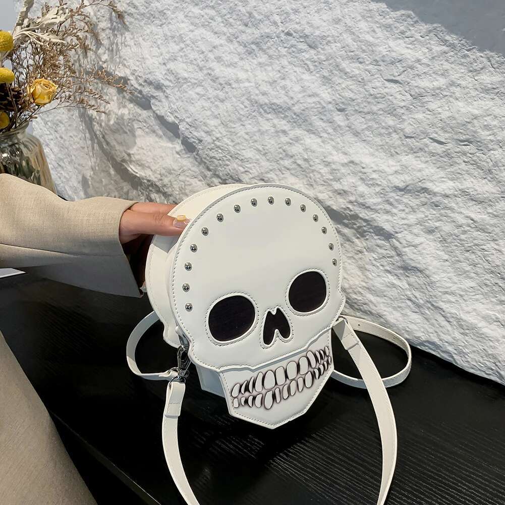 Crossbody Shoulder Zipper PU Leather Halloween Ghost Tote Novelty Devil Skull Funny Bag For Women Teens Girls