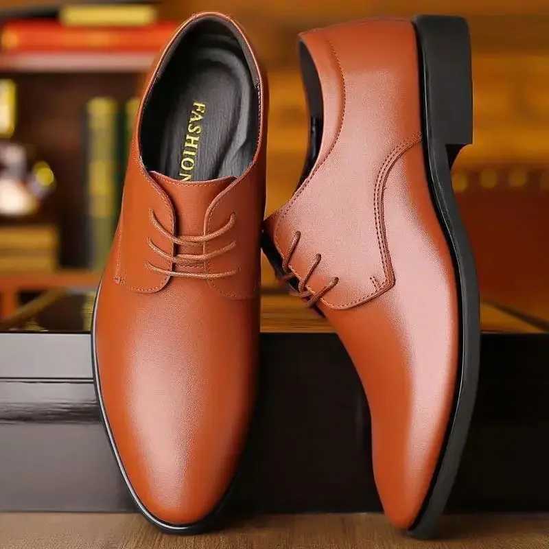 Spring Autumn Dress Shoes Man Office Pointed Toe Social Shoe for Men Suit Leather Casual Elegant and Classic 2024 Style ClothingXJ250319