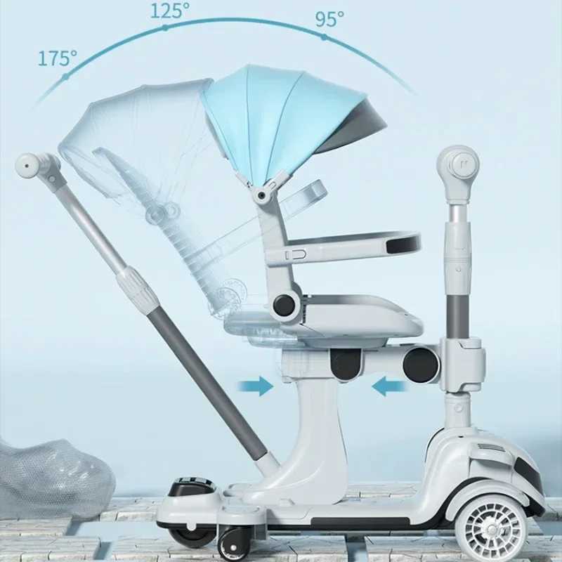 The new baby push rod multi-purpose cover scooter is designed for sitting and lying down. Detachable casing for easy carrying of the stroller Z250319