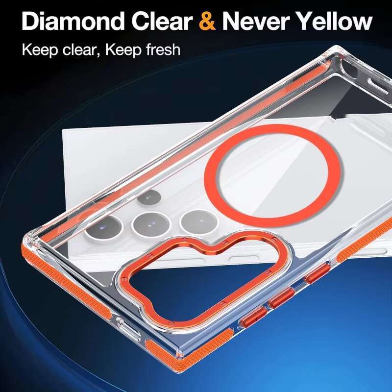 Original Clear Mobile Phone Case for Samsung S22 S24 S25 Ultra S23 Plus Magnetic Wireless Charging Transparent Protective Cover