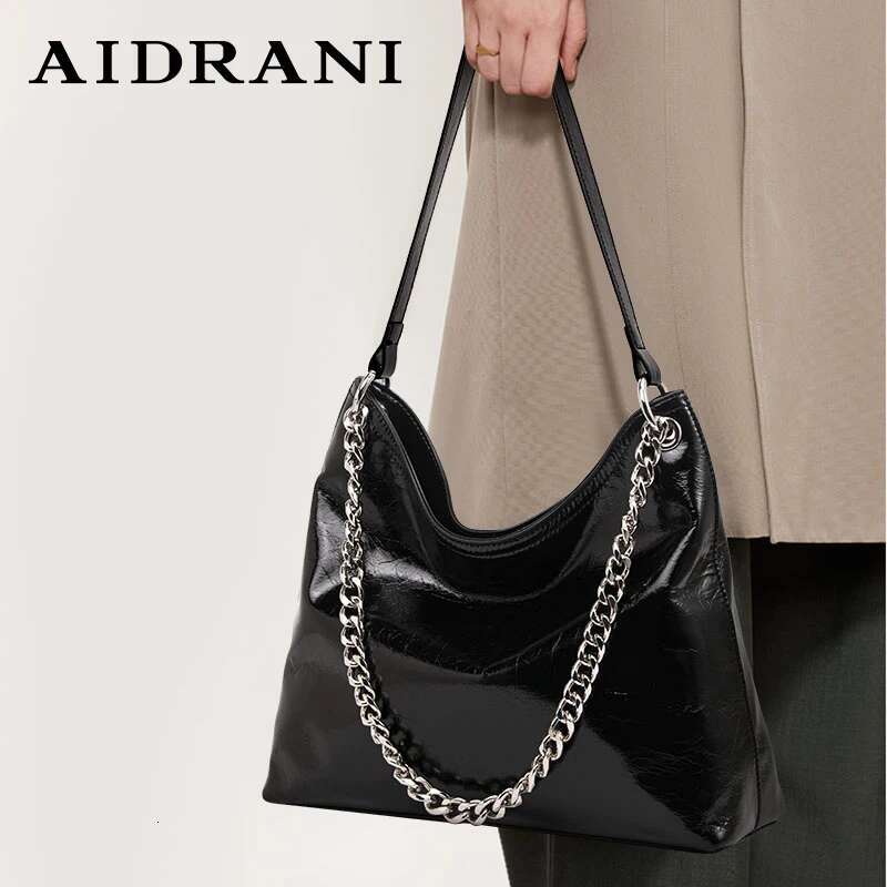 Aidrani Genuine Leather Fashion Ladies Shoulder Large Capacity100%Soft Cowhide Crossbody Bag, Urious Chain Tote Bag