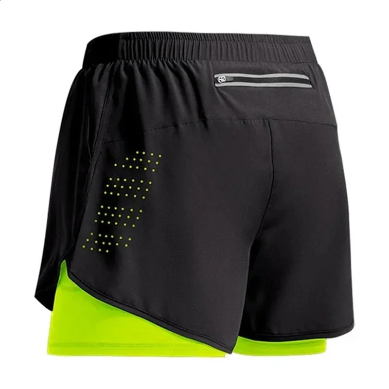 Mens running shorts quick drying fitness breathable doublelayer mens gym training summer beach sports pants 250319