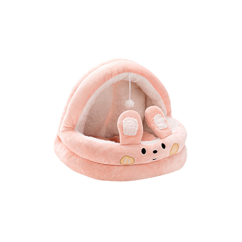 Cat Plush Supplies Cute Nest Cartoon Dog Mat Household Seasonal Semi Closed Pet Bed - view 3