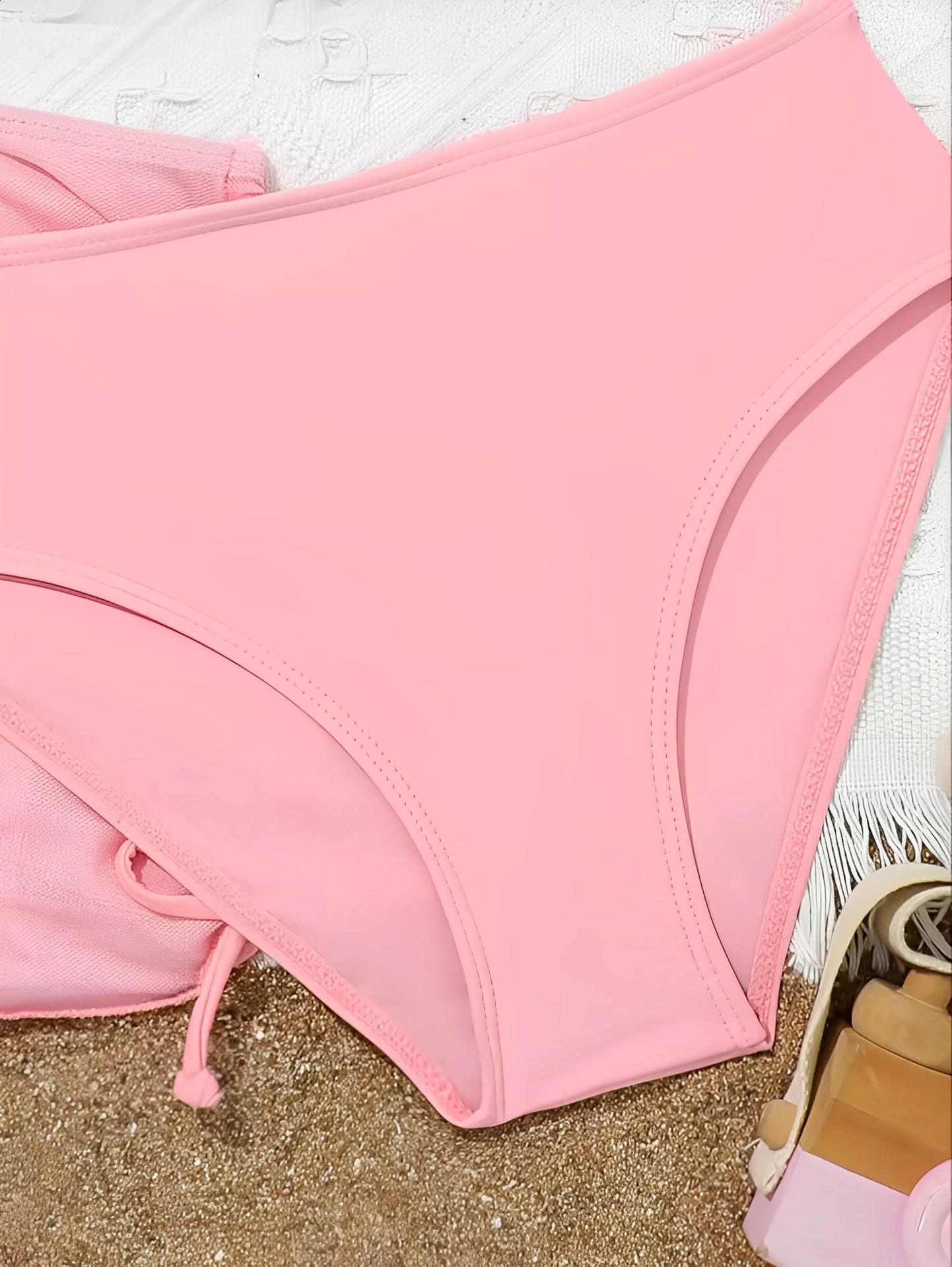 3 Pieces Halter Bikini 2025 Girls Swimsuit High Waist Kids Swimwear Beach Skirt Pink Children Swimming Bathing Swim Suit 250319