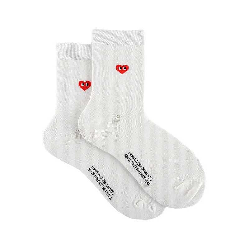 Ins socks Breathable and absorbent Gentleman Korean version black and white Solid color love fashion in the leisure sports wind X250319
