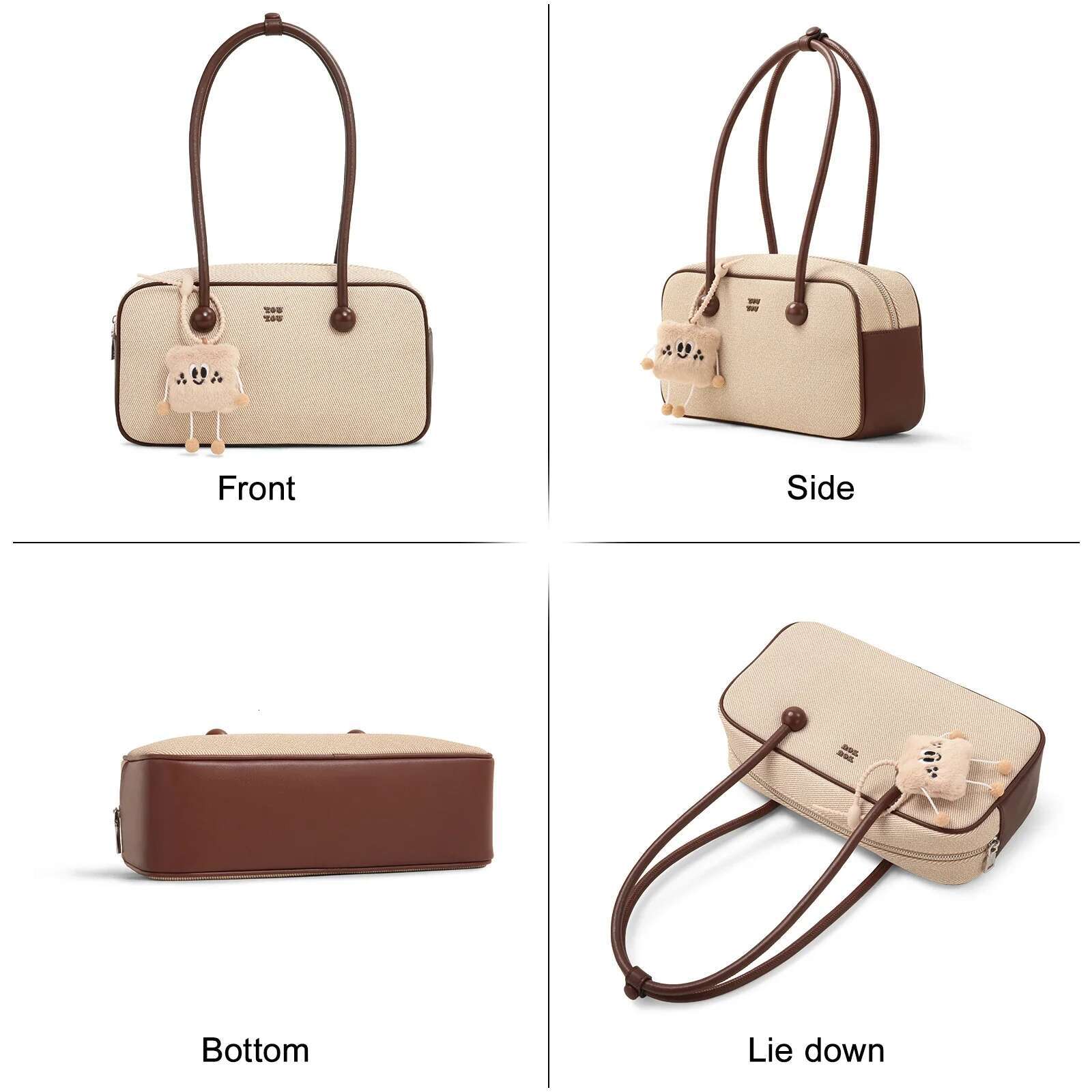 TOUTOU Women Bowg Underarm Bag 2024 Autumn Canvas Original Designer Brand Female Replica Handbag Cute Pendent Christmas Gift