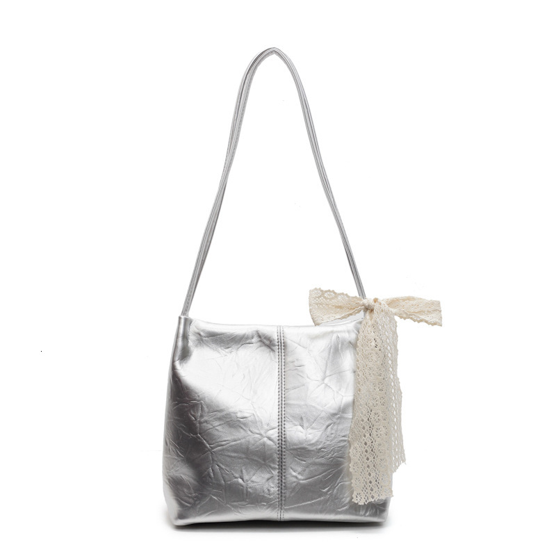 Korean Version Lace Shoulder For Women 2025 New Trendy Commuting Simple Underarm Tote Fashionable Casual Bucket Bag Fashion Shoulder Bags