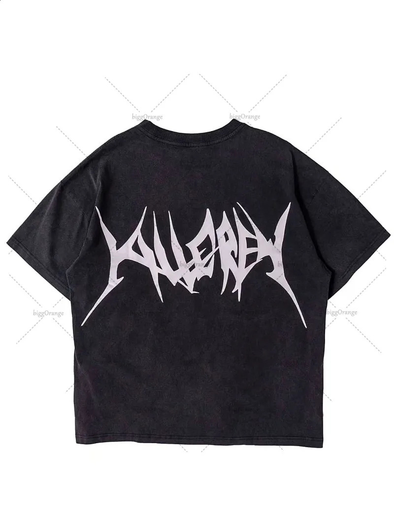 Cotton Y2K Fashion Harajuku Tshirt European and American Street Casual Edition Loose Short Sleeve 250317