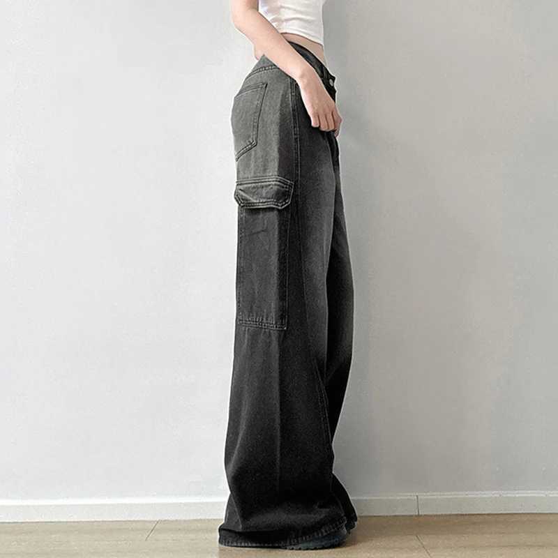 HEYounMIRL Harajuku Street Clothing Luggage Jeans High Waist Slow Speed Suitable for Casual Fashion Y2K Super Large Jeans Korean Spring SetT250319