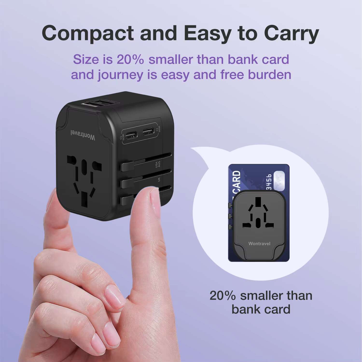 Wontravel Dual USB International Wall Ac Plug Multifunctional Travel AdaptorTravel Adapter All in One Charger