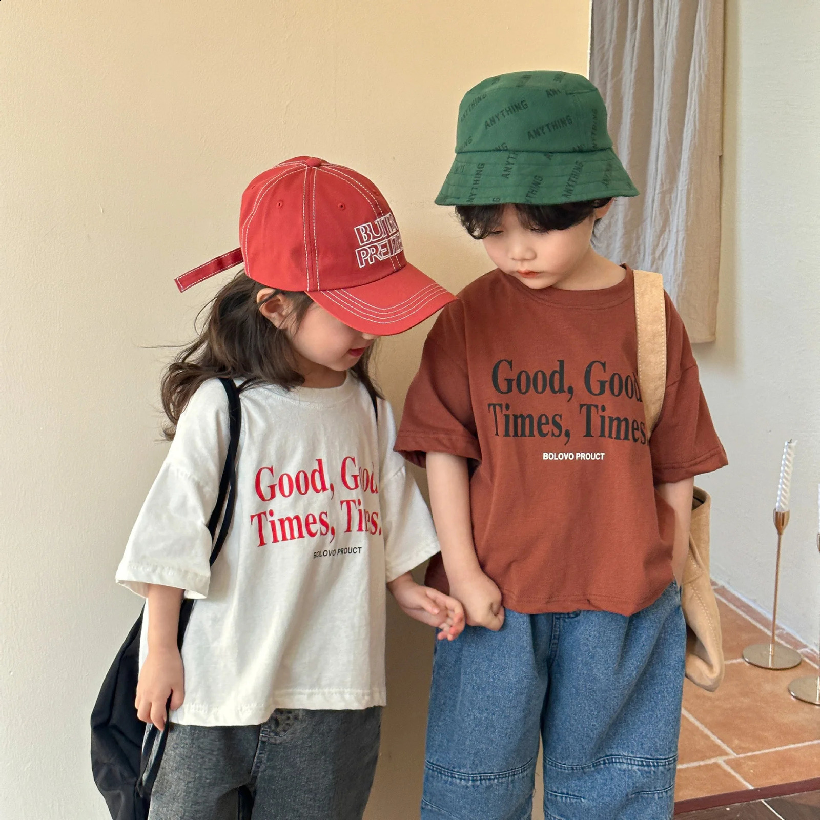 Summer Fashion Loose Girl Children Letter Print T-shirt Boy Baby Cotton Short Sleeve Tees Kid Casual Tops Toddler Clothes 250319