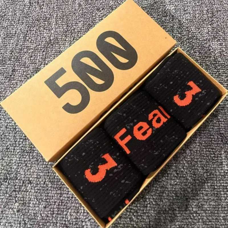 Black Cotton Socks with Digits Letters - 3 pairs in a Gift Box for Casual and Sports use X250319