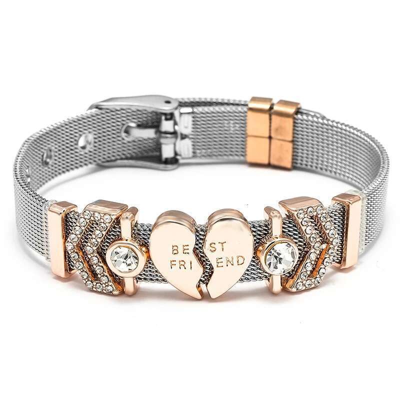2024 Trend Stainless Steel Strap Mesh Bracelets With Unicorn Beads Charm Watch Keeper Bracelet Bangle For Women Kid Jewelry Gift