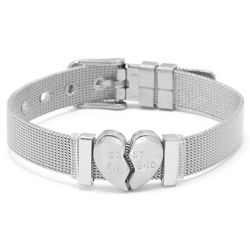 10mm Best Friend Beads Stainless Steel Mesh Bracelets DIY Charm Keeper Bracelets Bangle For Women Friend Men Best Jewelry Gift