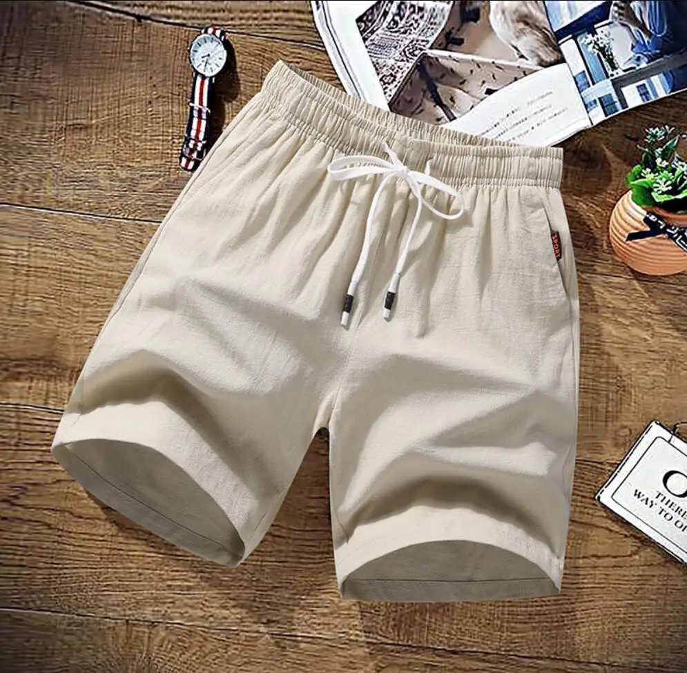 Summer Men cotton linen shorts chinese style plus size big 6XL 7XL 8XL 9XL shorts casual men home Stretch shorts green Orange 49 250317