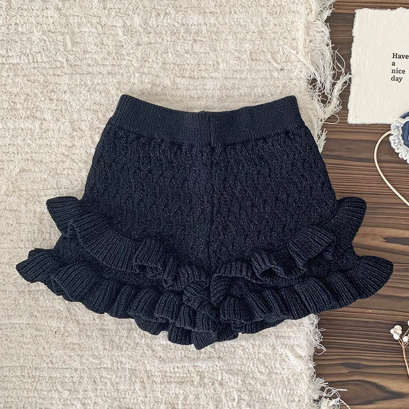 Autumn 0-4Yrs Baby Girls Knitted Shorts Toddler Baby Girls Solid Color Hollow Out Knitting Shorts Children Shorts 250319