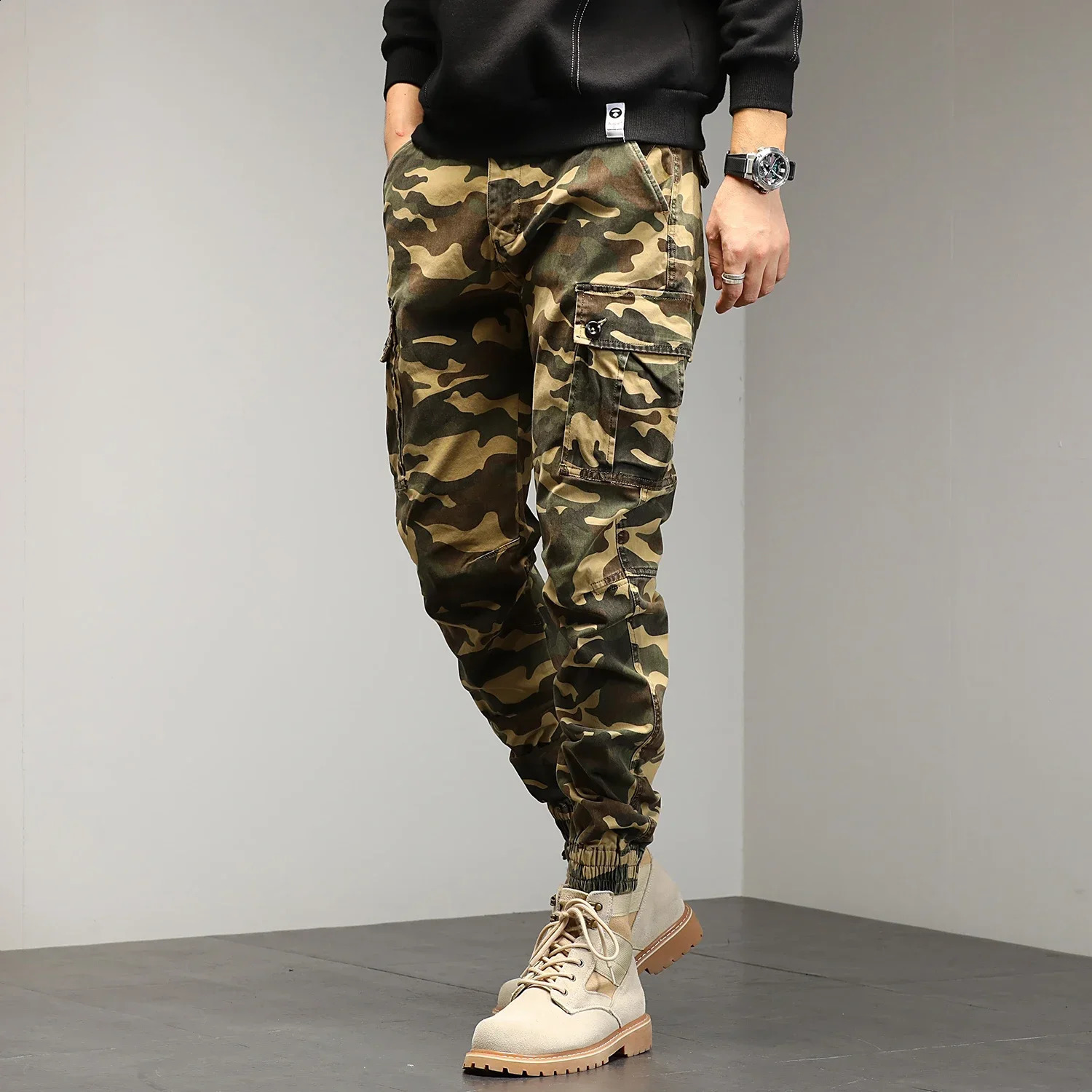 HIQOR Red Goods Mens Outdoor Cotton Camouflage Work Jogger Street Clothing Hiking Pants 250319