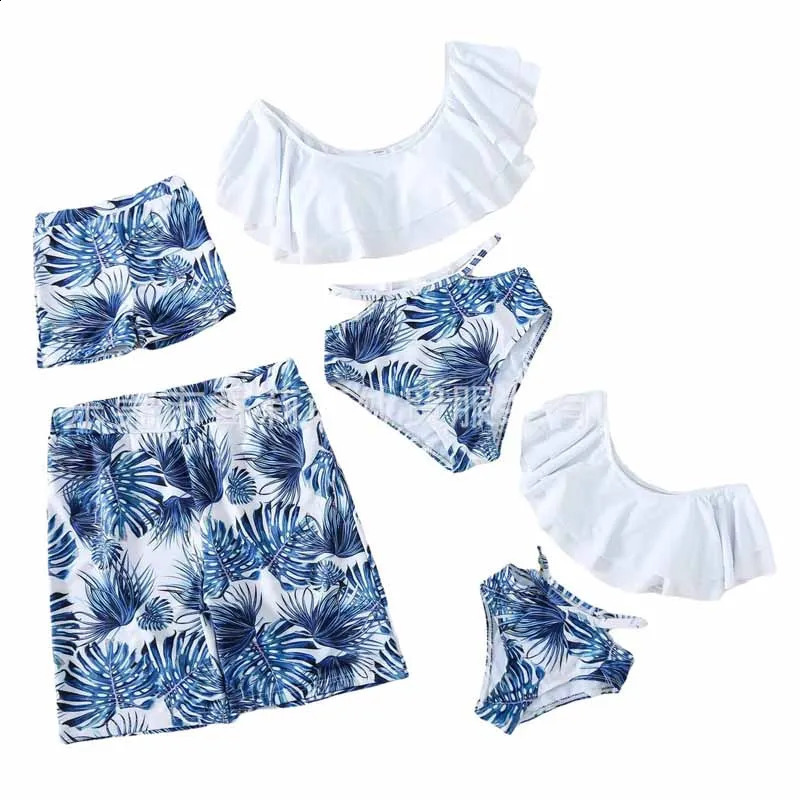 Family Matching Sets Mother Daughter Split Swimsuit Father Son Swimwear Boy Beach Trunks Girl Bikini Summer Beachwear 250319