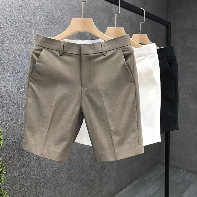 High end lightweight business set shorts mens white slim straight shorts mens summer thin casual shorts W250319