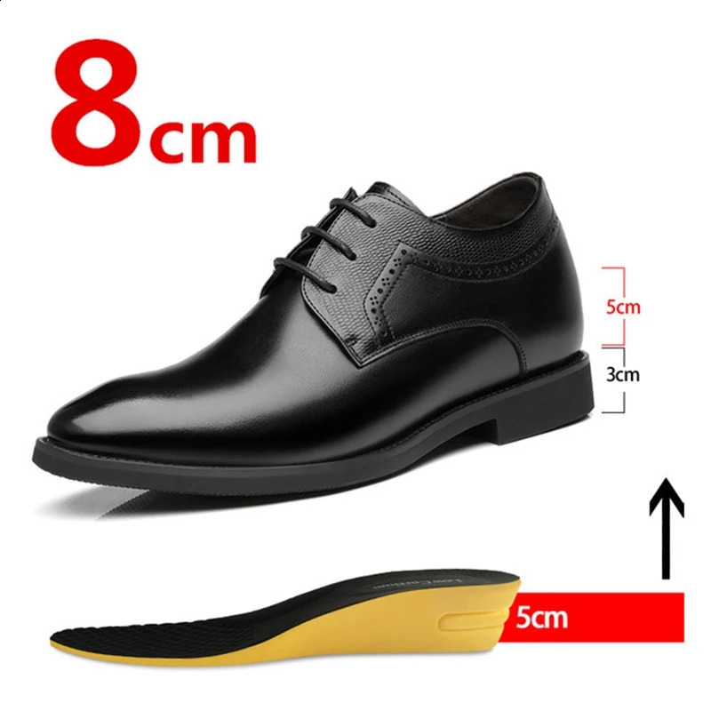 Man Elevator Business Dress Leather Shoes 368cm Men Formal Shoes WinterSpring Business Men Oxfords Versatile Wedding Shoes 250314