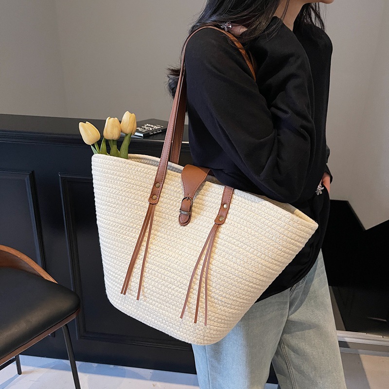 Straw For Women 2025 New Leisure Vacation Beach Woven Shoulder Large Capacity Commuting Tote Bag Fashion Shoulder Bags