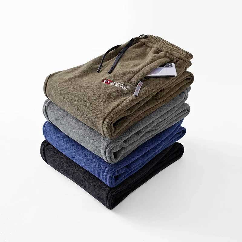 New Polar Fleece Mens Pants Drawstring Winter Sweatpants Male Warm Sport Trouser Casual Brushed Sherpa Cuffed Jogger Outdoor X250319