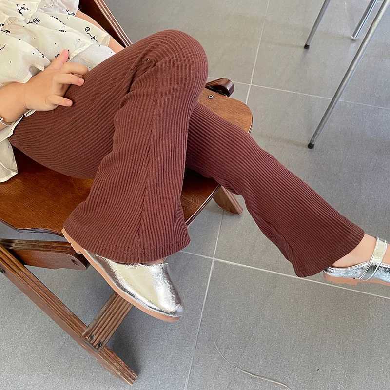 Childrens Pants Solid Color Childrens Pants Baby Korean Casual Bell Bottom Girls Pants Childrens ClothingT250318