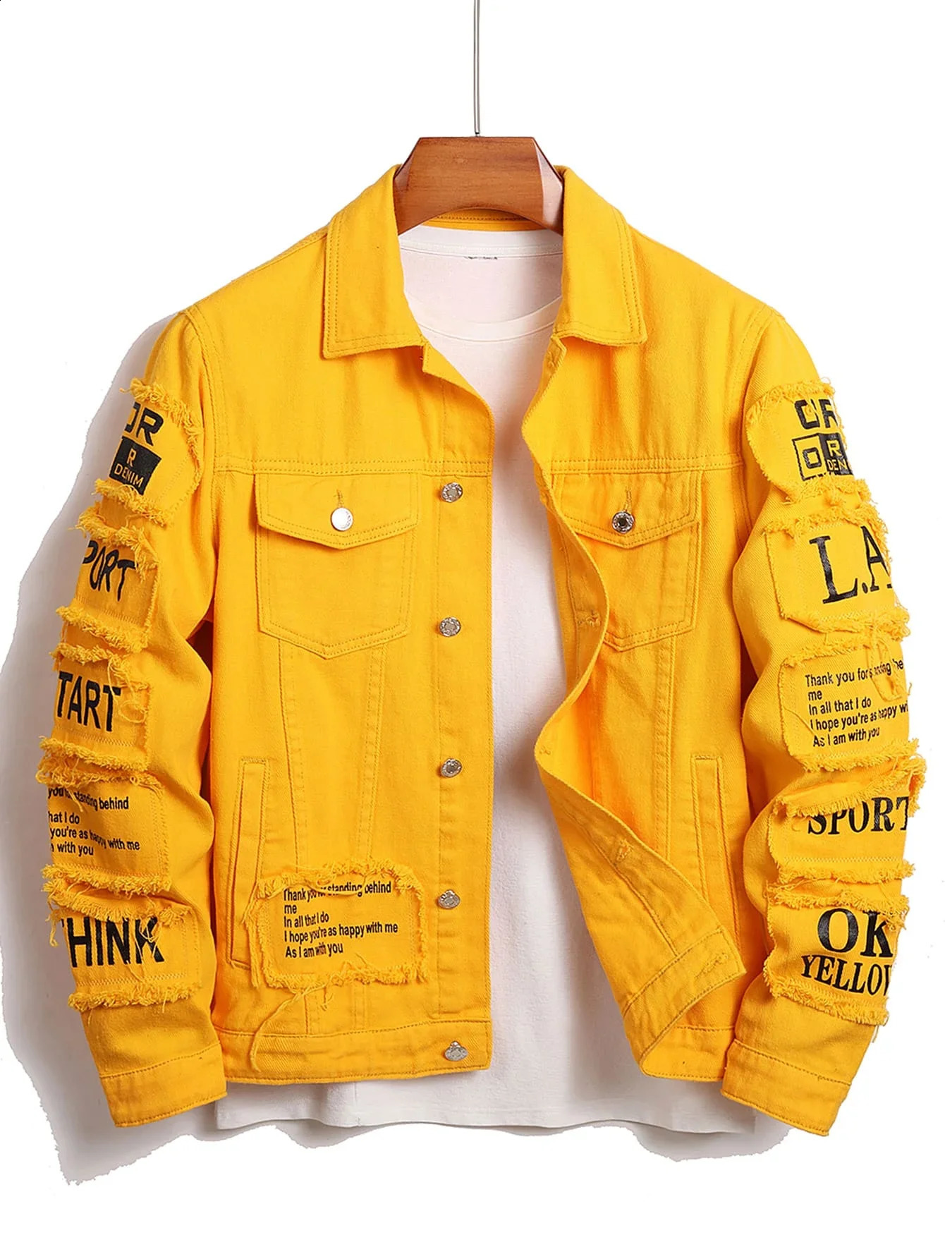 Mens y2k Denim Jacket Jeans Clothing Patches Windbreaker Cotton Stretchy Trucker Jacket for Men Cowboy Letter er Fashion 250318