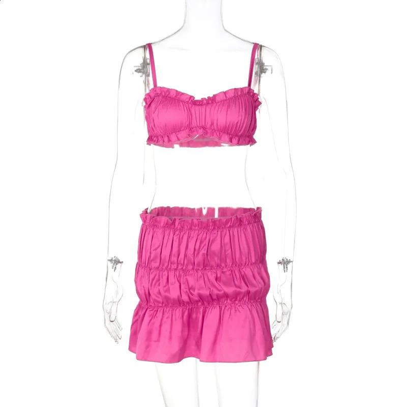 Townlike Sexy Party Two Piece Set Spaghetti Strap Crop Top And Skirts Slim Bodycon 2 Pieces Sets Women Summer Outfits 250319