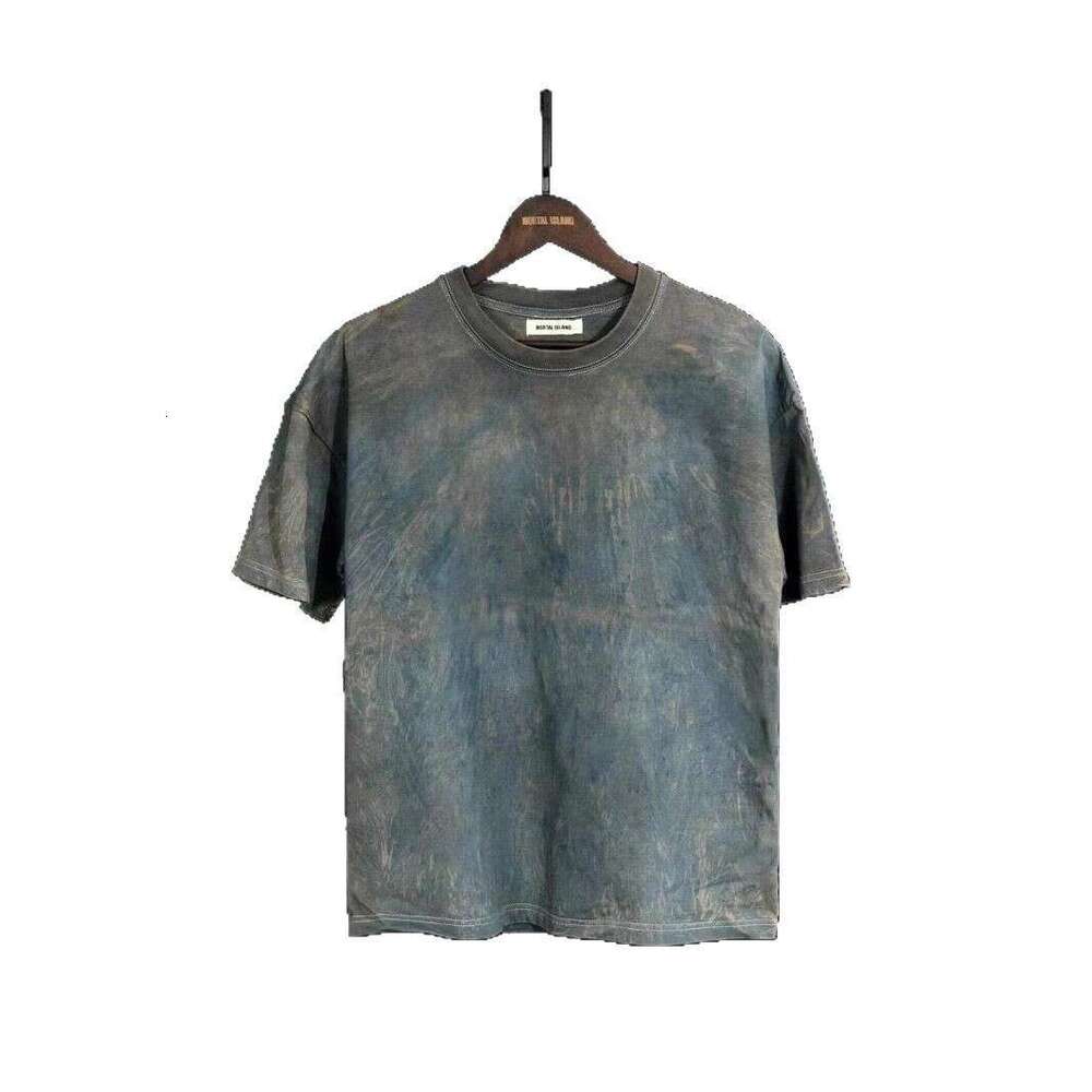 2025 hand drawn short sleeved T-shirt for men, washed with water, loose casual couple style, hip-hop style ins versatile top