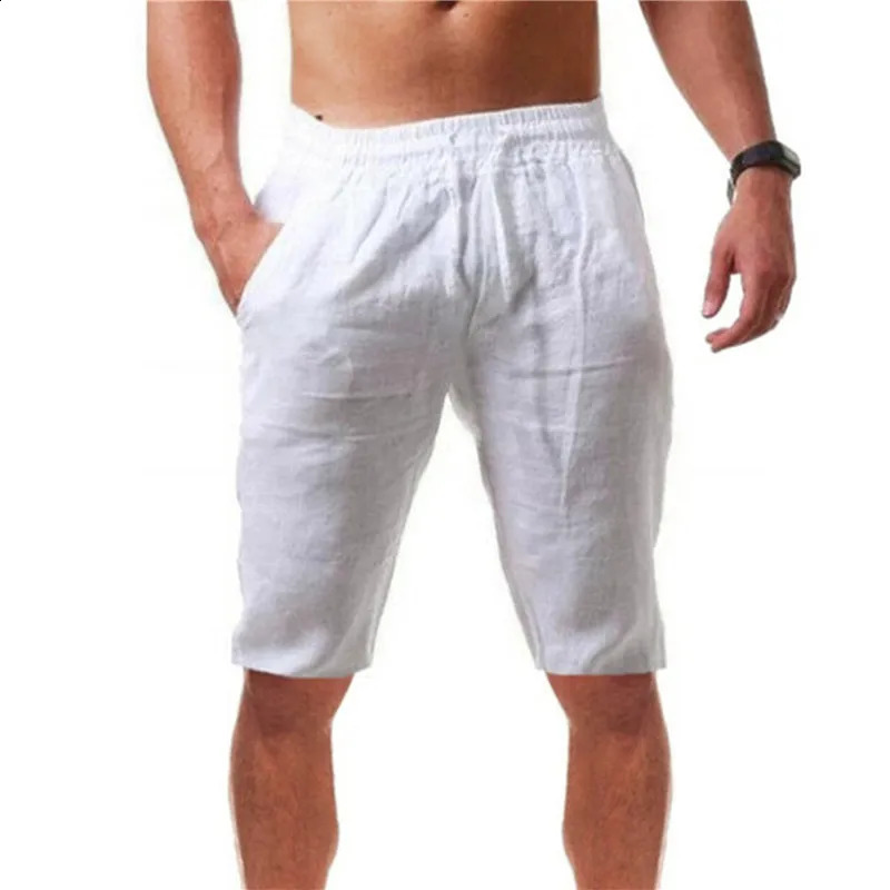 Mens Cotton Linen Shorts Pants Male Summer Breathable Solid Color Linen Short Trousers Fitness Streetwear S-3XL 250317