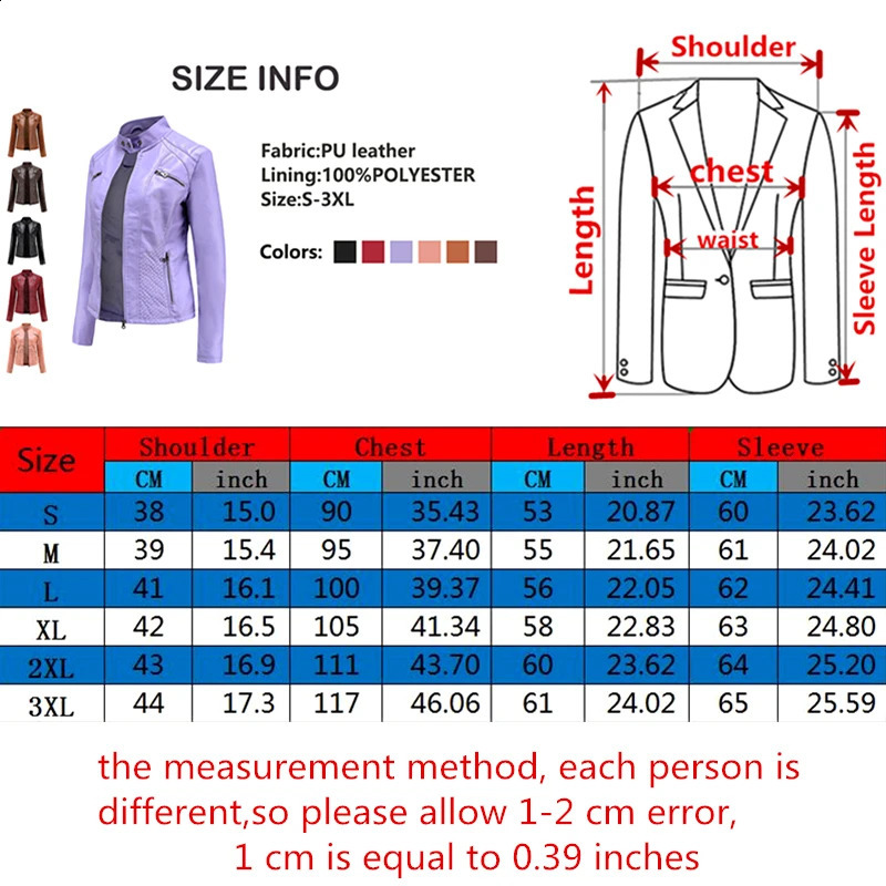 Leather jacket womens 2025 autumn spring motorcycle zipper red and black almond coffee S3XL 250319