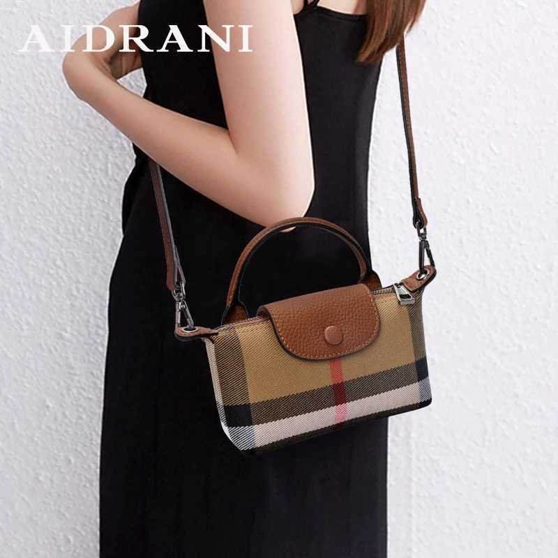 New Arrival Aidrani The new womens one shoulder crossbody bag is made of canvas and cowhide with a high-end and elegant checkered pattern T250318