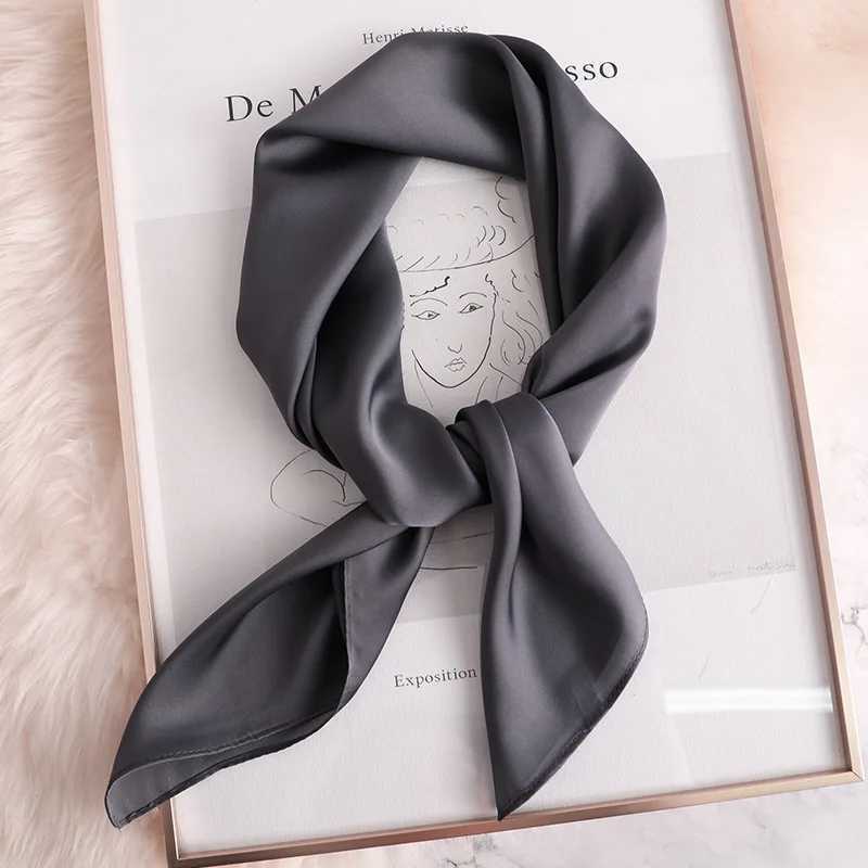 Solid color silk square scarf used for fabrics soft satin collar womens headscarf hair clip tie fine hair womens hair X250319