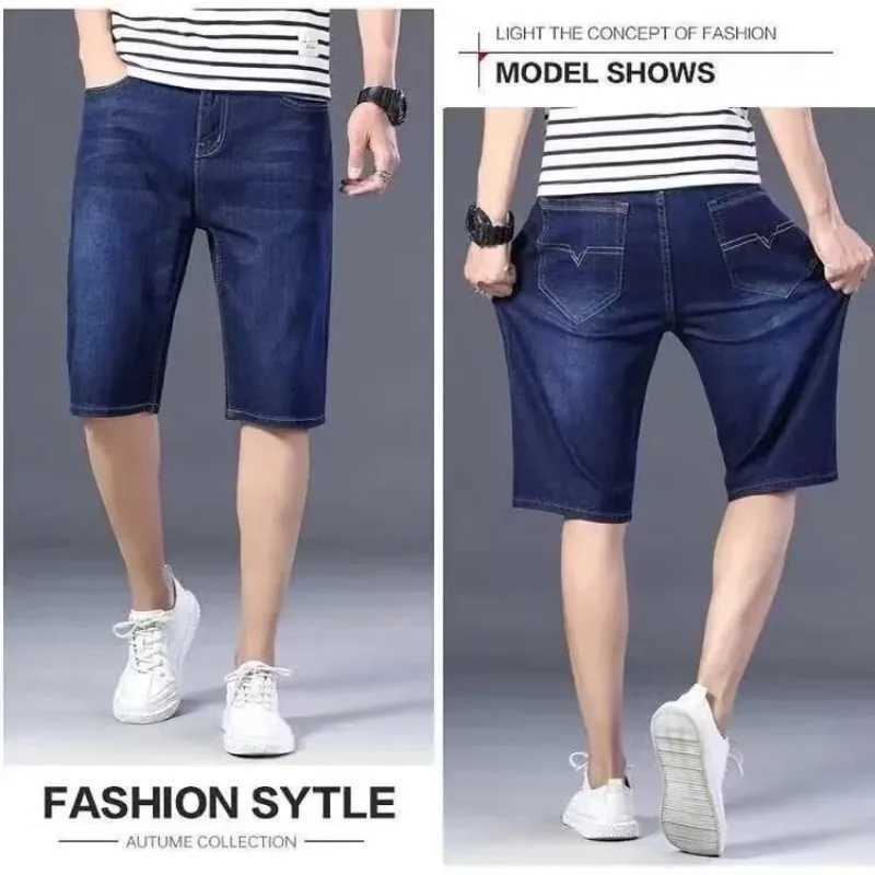 New mens summer fashion light elastic ultra-thin breathable mid waist five pants comfortable casual street daily denim jeans W250319