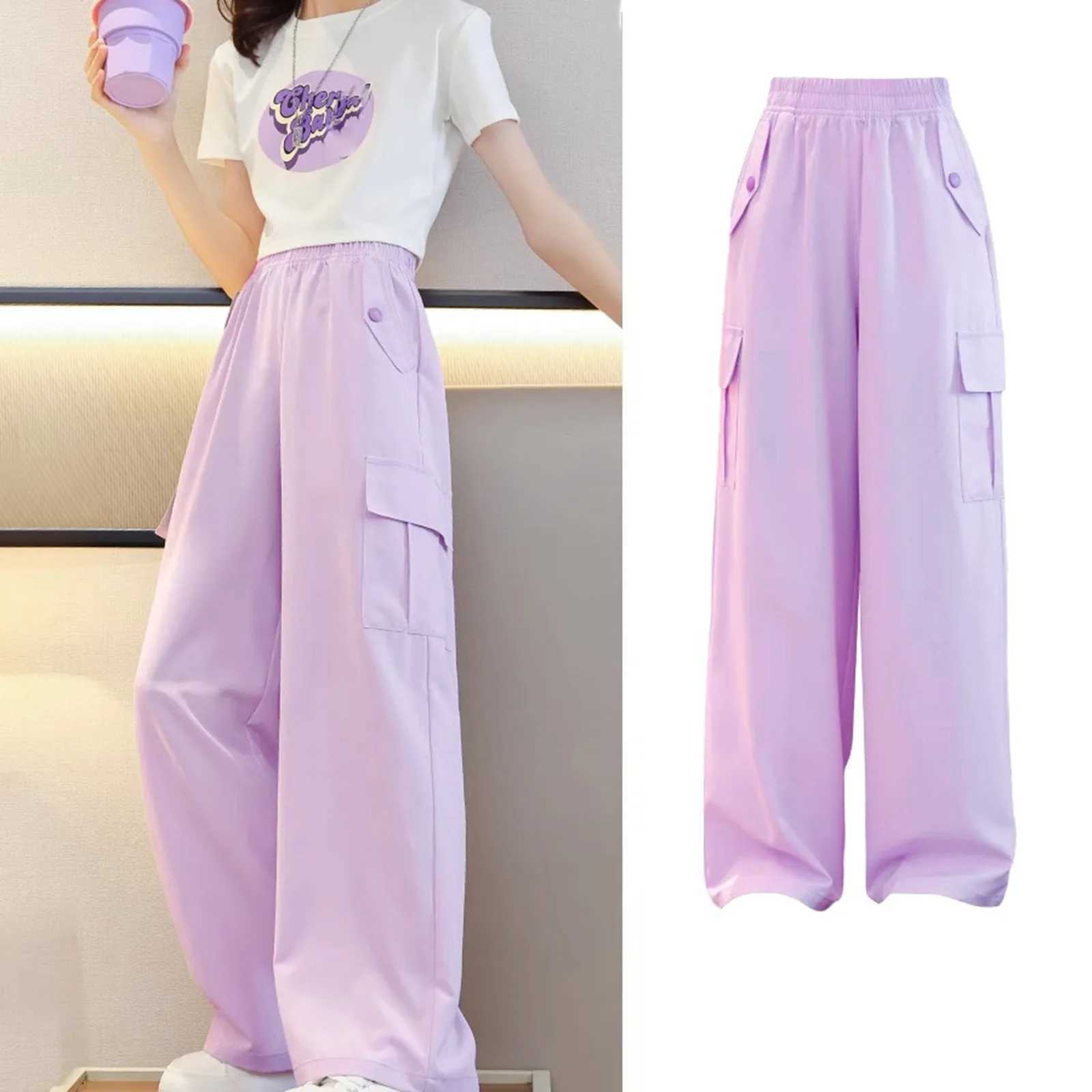 Girls pants set girls loose casual wide leg pants childrens pants ice silk top 2023 new pants training pants for girls 2tT250318