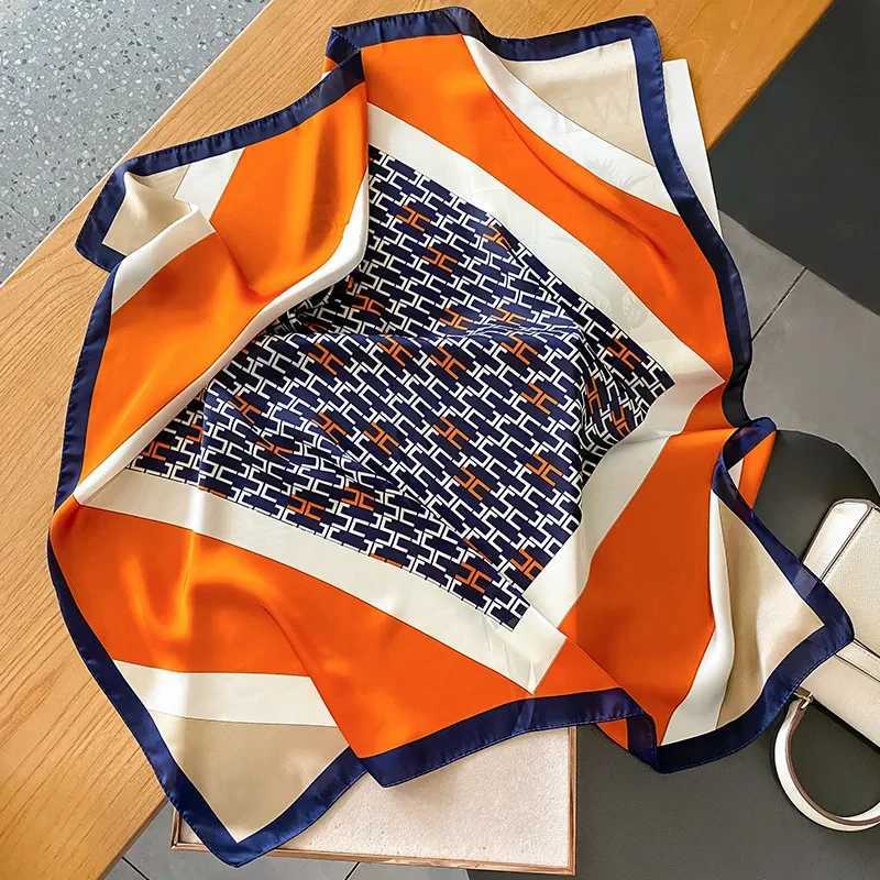 Wen 2024 New Scarf Four Seasons Design Kerchief Popar 70X70CM Square Scarf Luxury Sunset Beach Silk Headscarf X250319