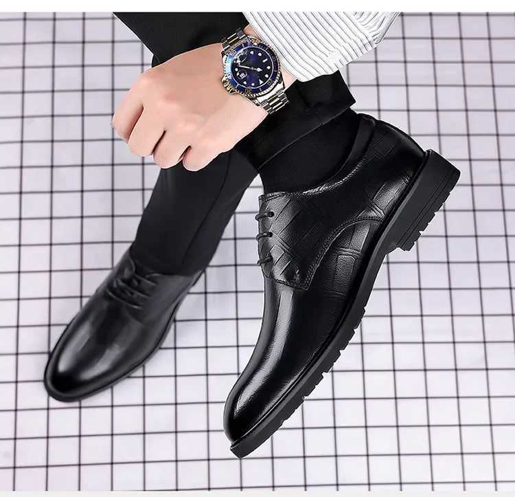 Leather shoes for mens new business formal casual breathable mens UK and South Korea versi pointed groom wedding shoesXJ250319