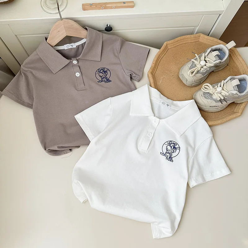 Baby Girls Boys Polo Shirt Kids Short Sleeved White Shirts School Uniform Top Tees Summer Childrens Casual Clothing 250319