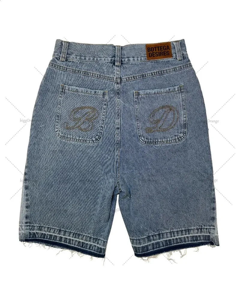 Y2K American Street ed High Waist Washed Denim Shorts Harajuku Retro Trendy Jeans Mens Gothic Punk 250317