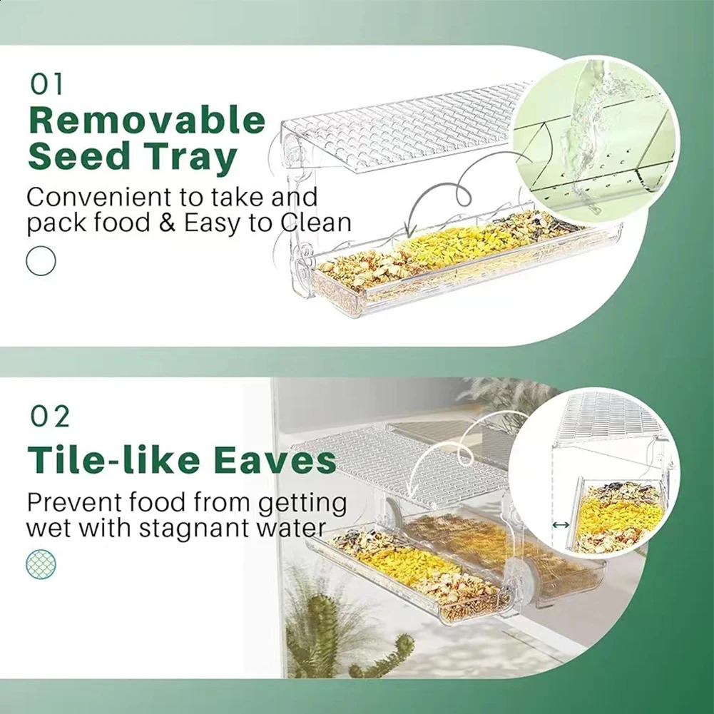 Clear feeders with powerful suction cups transparent detachable bird food for outdoor gardens and courtyards 250318