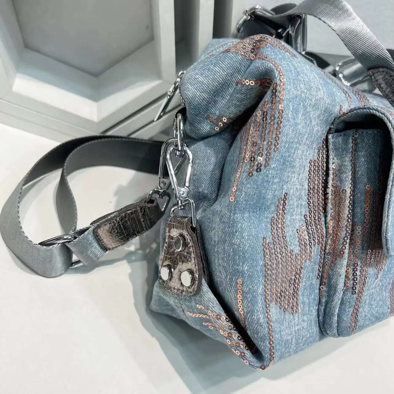 2025 new sequined handbag denim fashion designer women's crossbody bag new shoulder wallet high-quality handbag trendy shoulder bag
