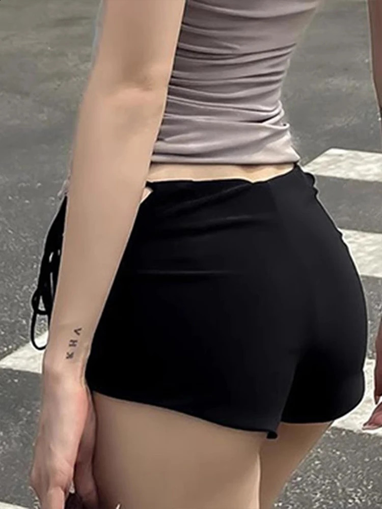 Summer Fashion Shorts Women Sexy Casual Solid Hollow Out Lace-up Basic Shorts Lady Slim Simple Sports Short Pants Streetwear 250319