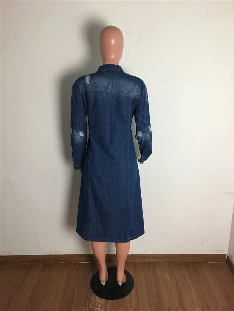 ly arrived fashion hole cotton autumn winter long denim jacket 2023 trench coat cardigan wool sweater womens sleeved jeans 250319