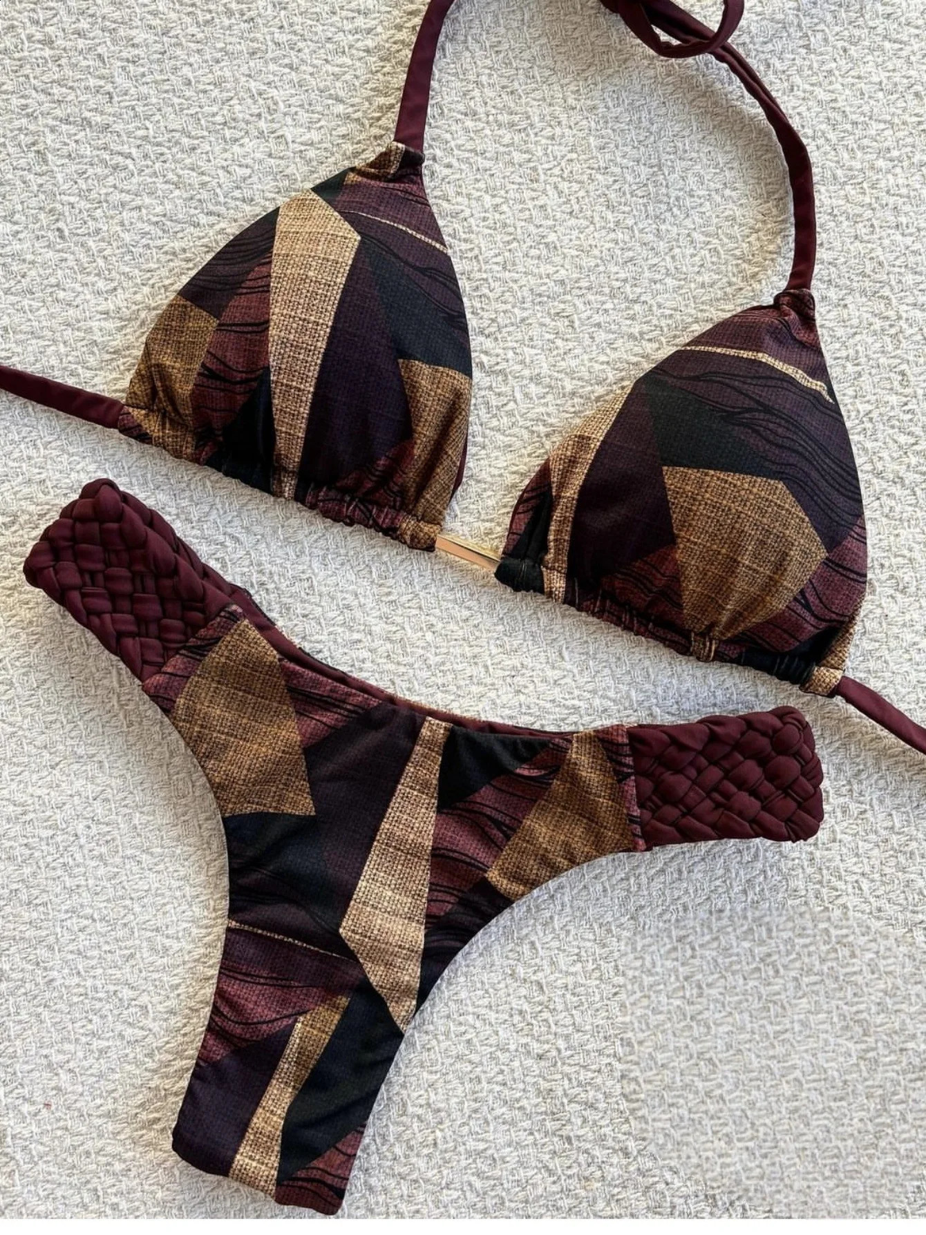 RUOTONSEPT Print Halter mini thong high cut bikini womens swimsuit twopiece 250319