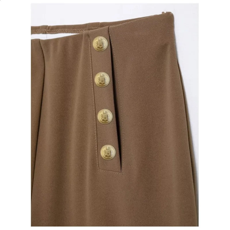 HipBeam Button Trouser Womens Spring Casual Simple Pants Retro Wide Leg 250318