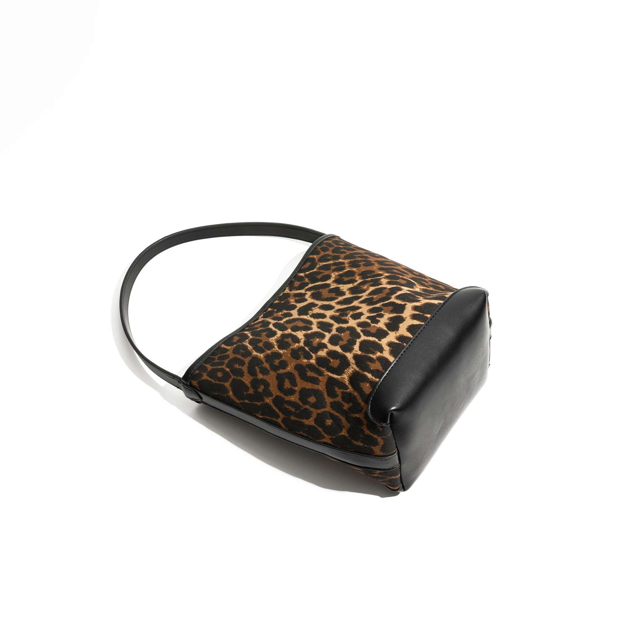 MABULA Leopard Vintage Woman's Bucket Purse Canvas PU Leather Fashion Phone Design 2Pcs Set Ladies Bag