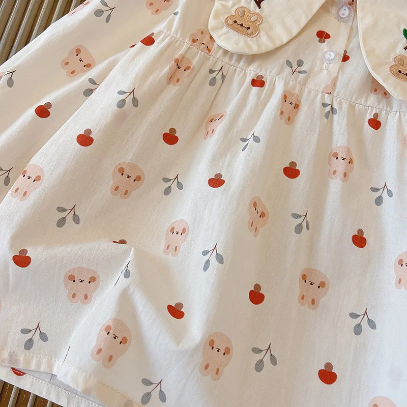 Baby Girl Shirt and Retro SpringSummer Style Doll Collar Flip Fashion Bottom Long Sleeve Casual Clothing 250319