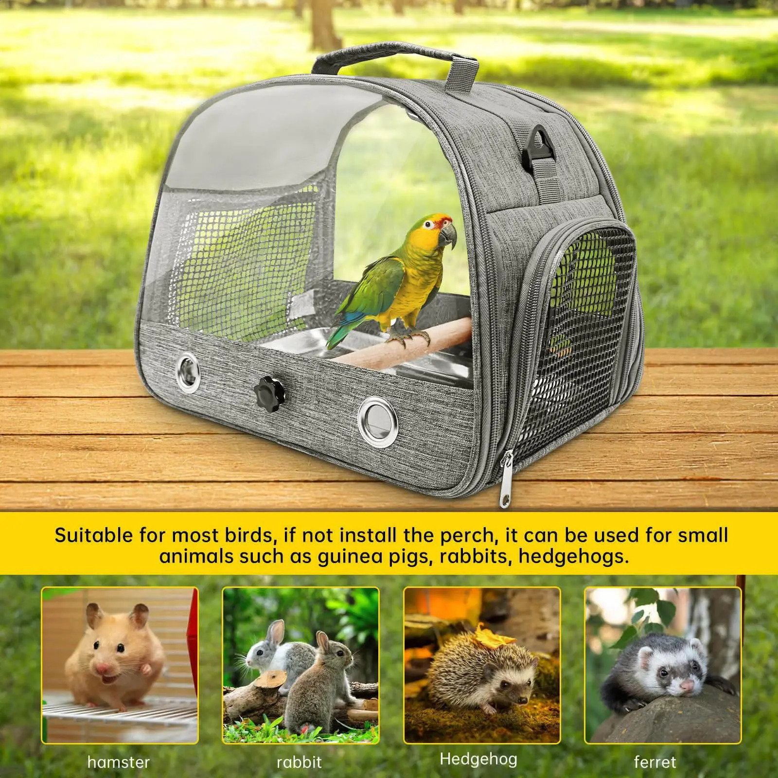 Bird travel vehicle with Perch bracket breathable bird transport cage parrot 250318