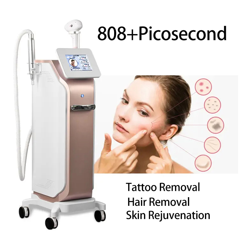 Newest Q Switched 808 Hair Removal Ice Cooling System ND Yag Laser Tattoo Removal Picosecond Laser Skin Rejuvenation Pico Laser Machine